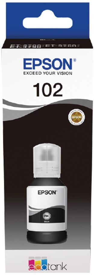 Epson inktfles 102, 7.500 pagina&apos;s, OEM C13T03R140, zwart afbeelding