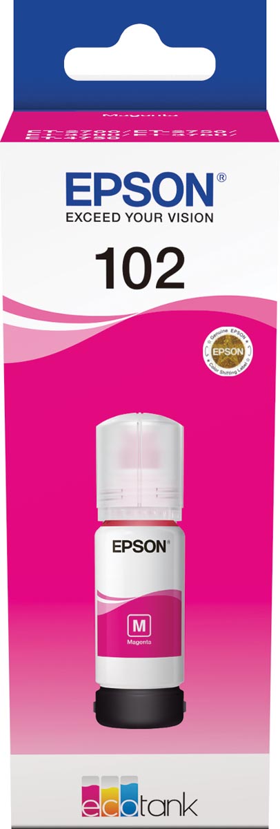 Epson inktfles 102, 6.000 pagina&apos;s, OEM C13T03R340, magenta afbeelding