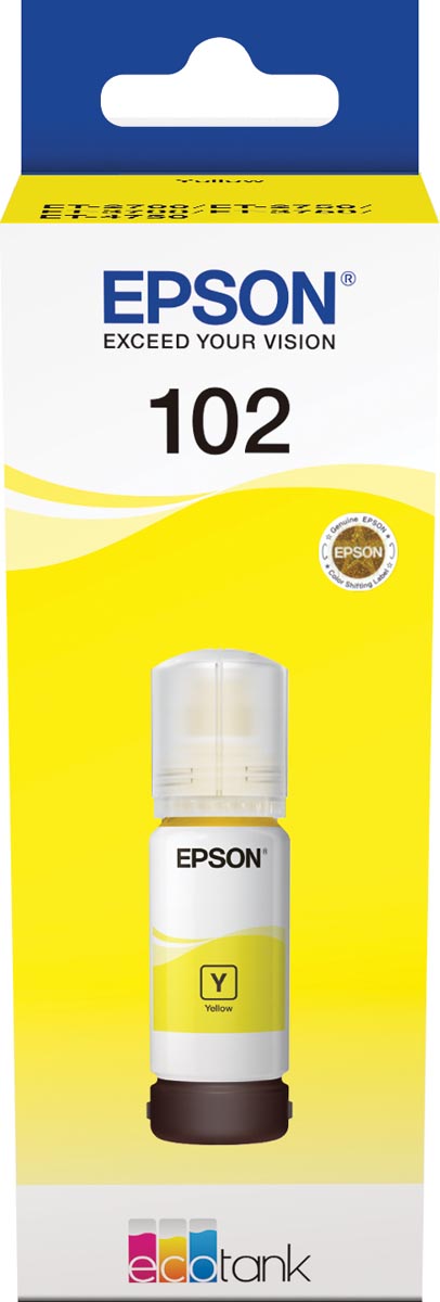 Epson inktfles 102, 6.000 pagina&apos;s, OEM C13T03R440, geel afbeelding