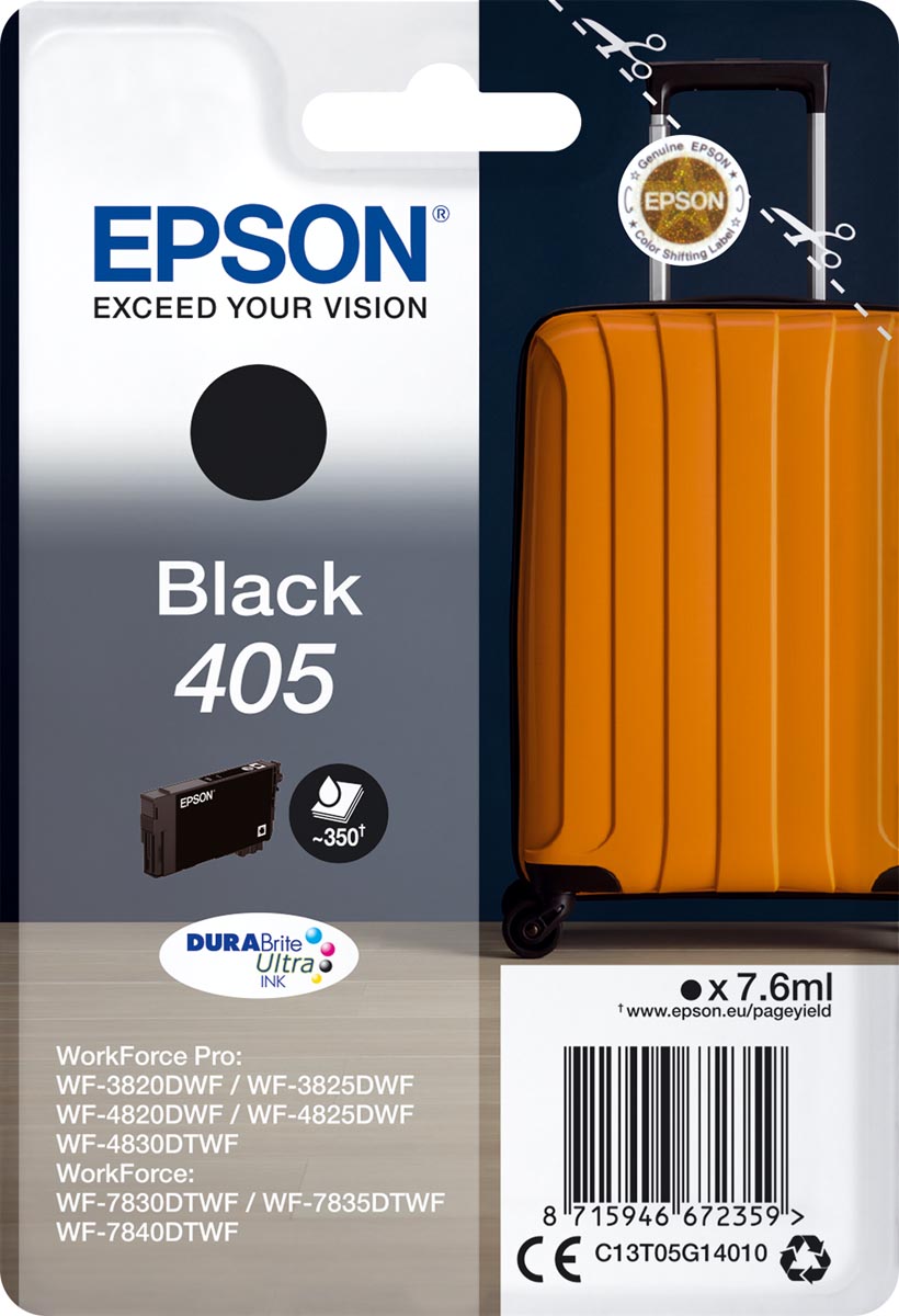 Epson inktcartridge 405, 350 pagina&apos;s, OEM C13T05G14010, zwart afbeelding