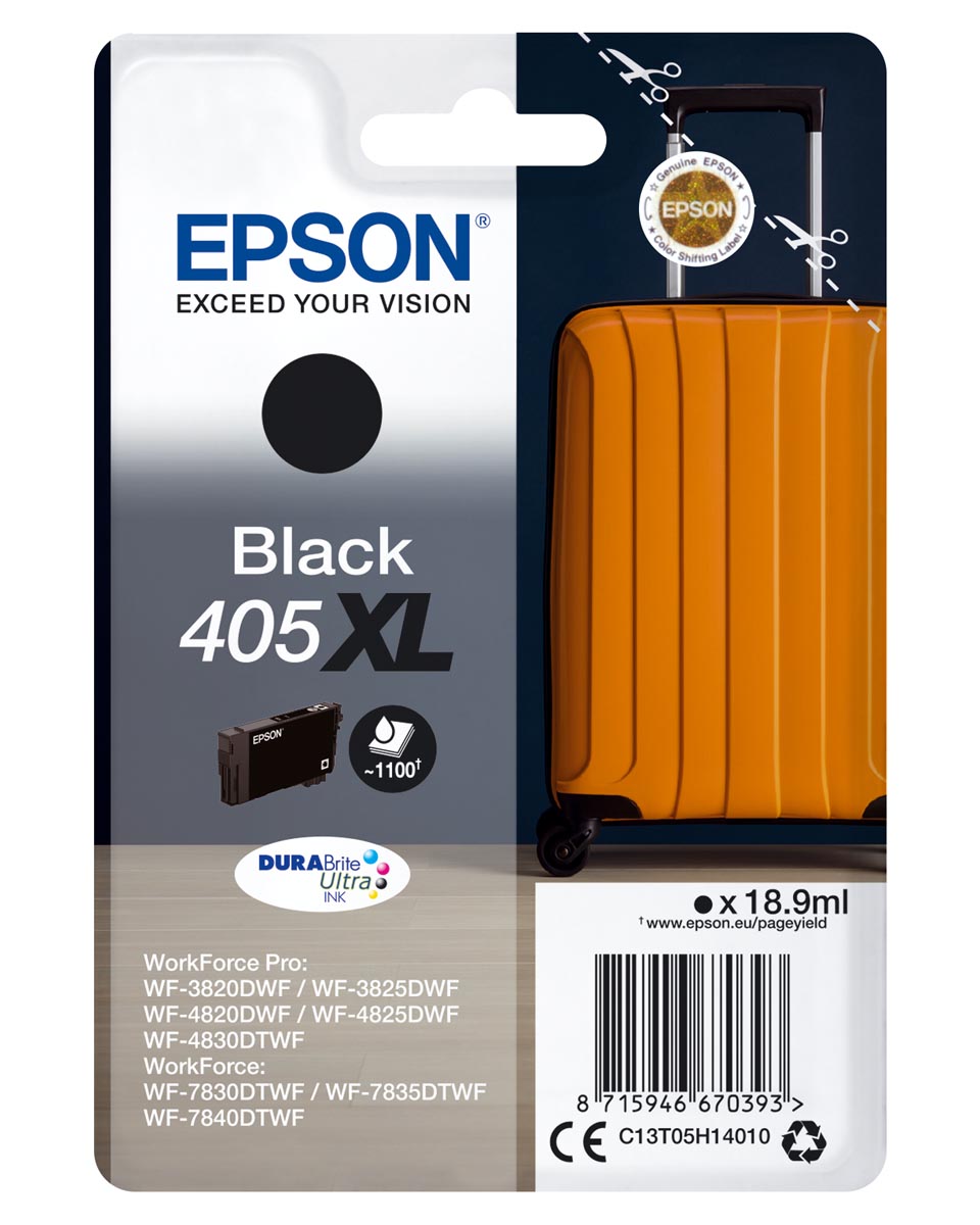 Epson inktcartridge 405XL, 1.100 pagina&apos;s, OEM C13T05H14010, zwart afbeelding