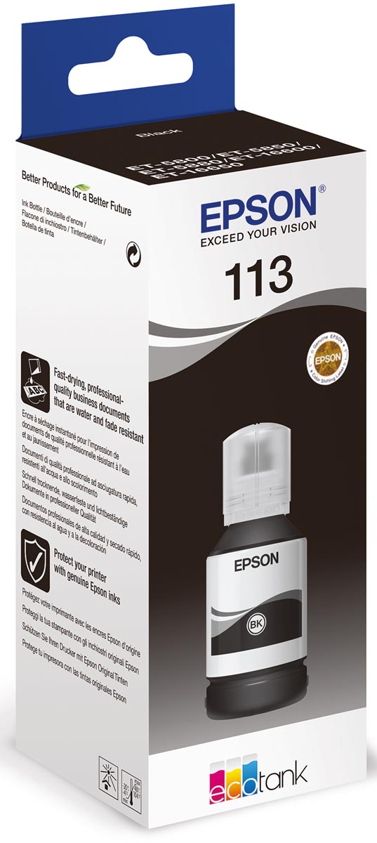 Epson inktfles 113, 7.500 pagina's, OEM C13T06B140, zwart