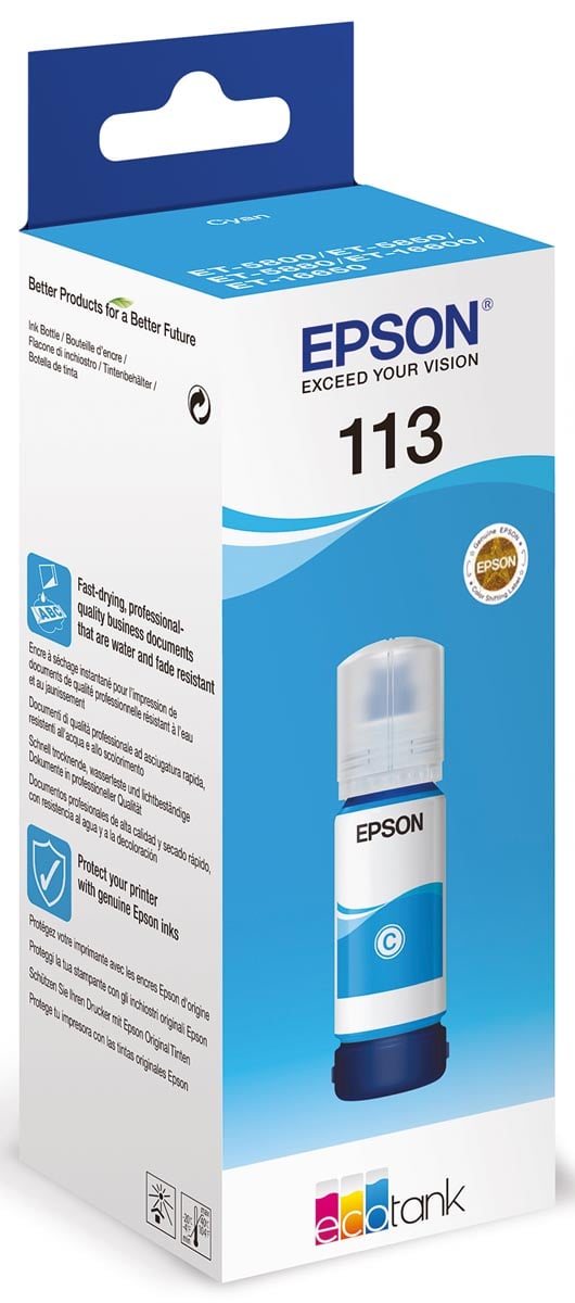 Epson inktfles 113, 6.000 pagina's, OEM C13T06B240, cyaan