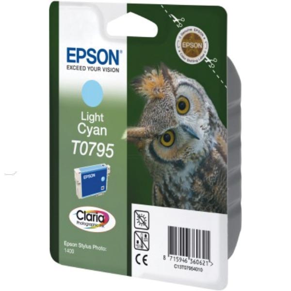 Epson inktcartridge T0795, 520 pagina's, OEM C13T07954010, licht cyaan