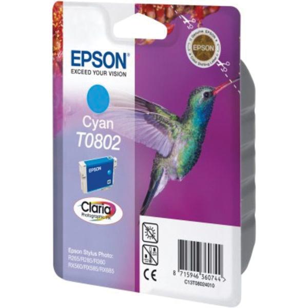 Epson inktcartridge T0802, 435 pagina's, OEM C13T08024011, cyaan