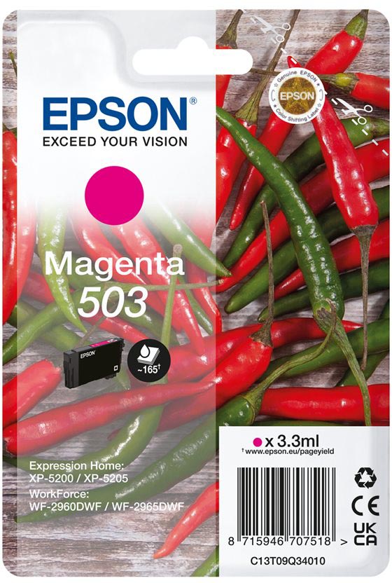 Epson inktcartridge 503, 165 pagina&apos;s, OEM C13T09Q34010, magenta afbeelding