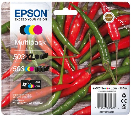 Epson inktcartridge 503XL/503, 165 - 550 pagina's, OEM C13T09R94010, 4 kleuren