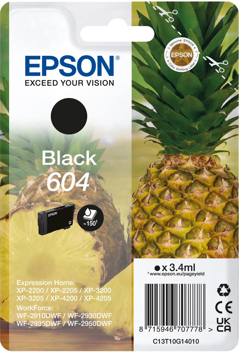 Epson inktcartridge 604, 150 pagina&apos;s, OEM C13T10G14010, zwart afbeelding