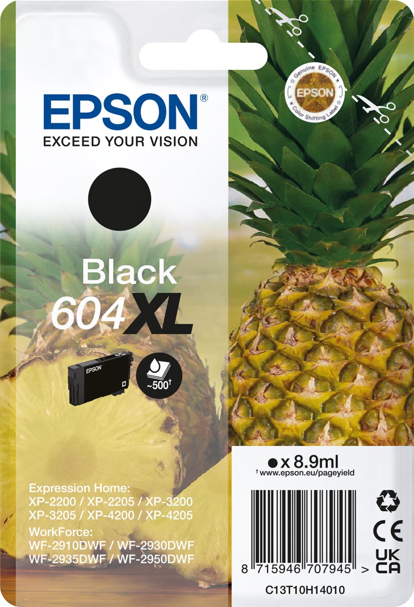 Epson inktcartridge 604 XL, 500 pagina&apos;s, OEM C13T10H14010, zwart afbeelding