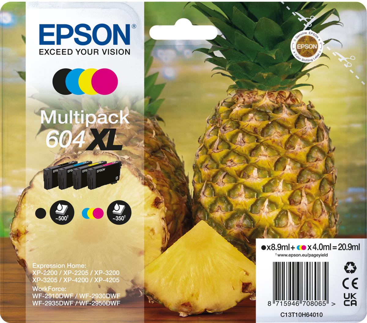 Epson inktcartridge 604 XL, 350 - 500 pagina&apos;s, OEM C13T10H64010, 4 kleuren afbeelding
