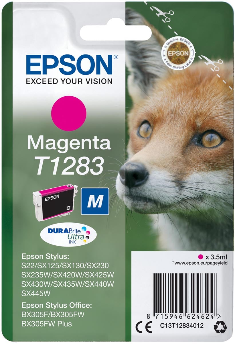 Epson inktcartridge T1283, 140 pagina&apos;s, OEM C13T12834012, magenta afbeelding