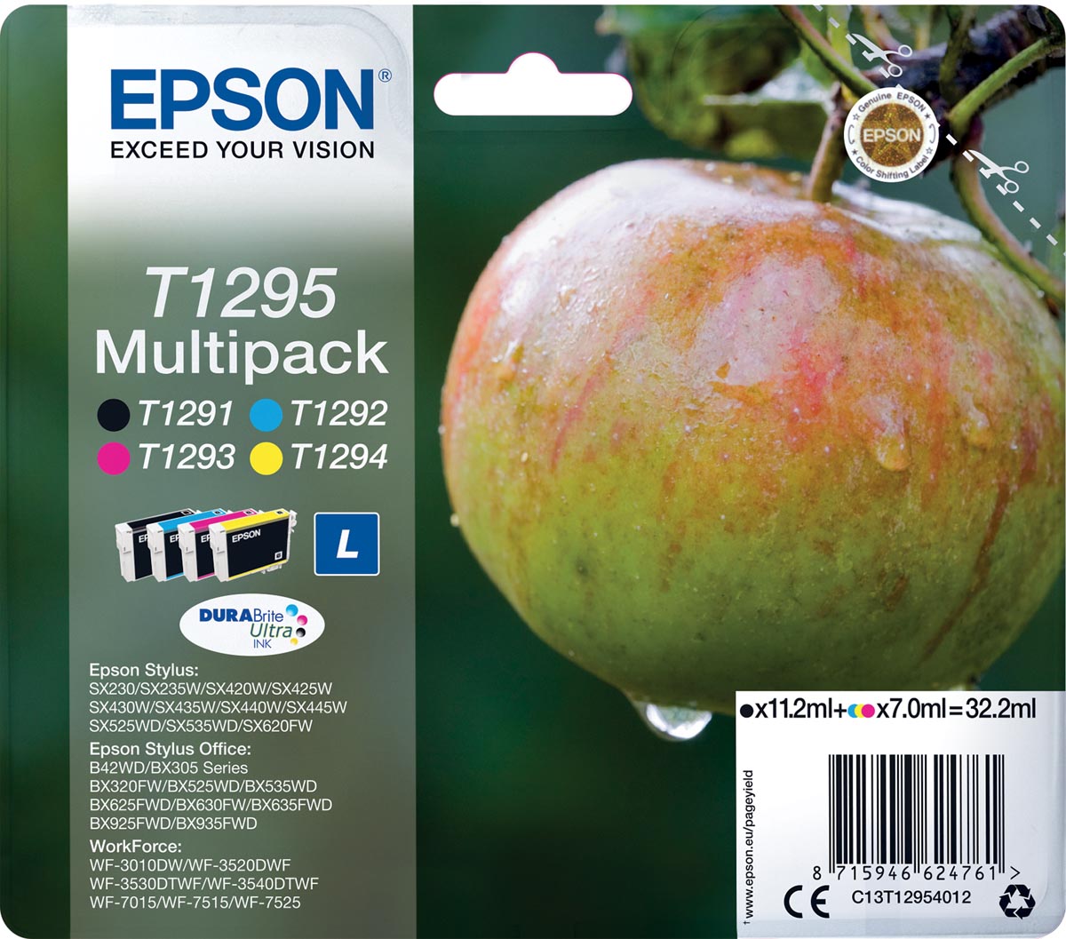 Epson inktcartridge T1295, 425 pagina&apos;s, OEM C13T12954012, 4 kleuren afbeelding