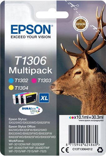Epson inktcartridge T1306, 600-1.005 pagina's, OEM C13T13064012, 3 kleuren