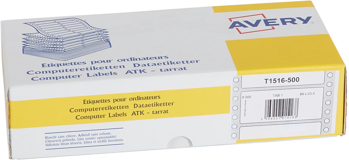 Avery Witte computeretiketten ft 89 x 23,4 mm (b x h), 6.000 stuks Avery Witte computeretiketten ft 89 x 23,4 mm (b x h), 6.000 stuks