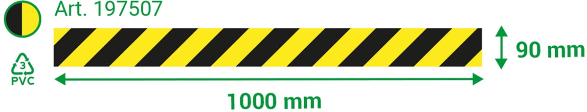 Tarifold vloersticker zonder tekst, ft 90 x 1000 mm, geel/zwart Tarifold vloersticker zonder tekst, ft 90 x 1000 mm, geel/zwart
