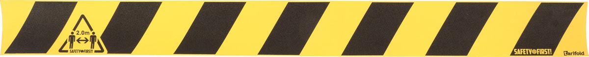 Tarifold vloersticker, houd 2 meter afstand (ook voor ruwe vloer), ft 80 x 8 cm, geel/zwart