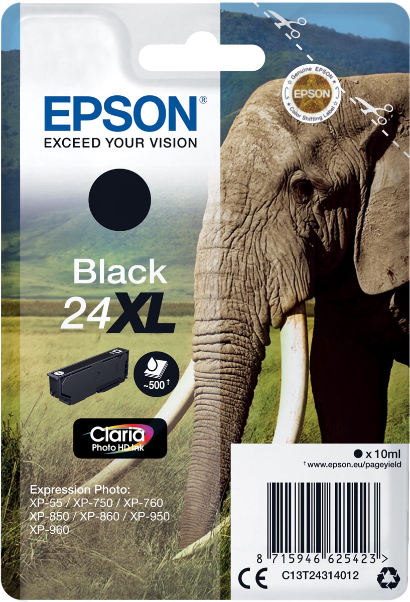 Epson inktcartridge 24XL, 500 pagina's, OEM C13T24314012, zwart