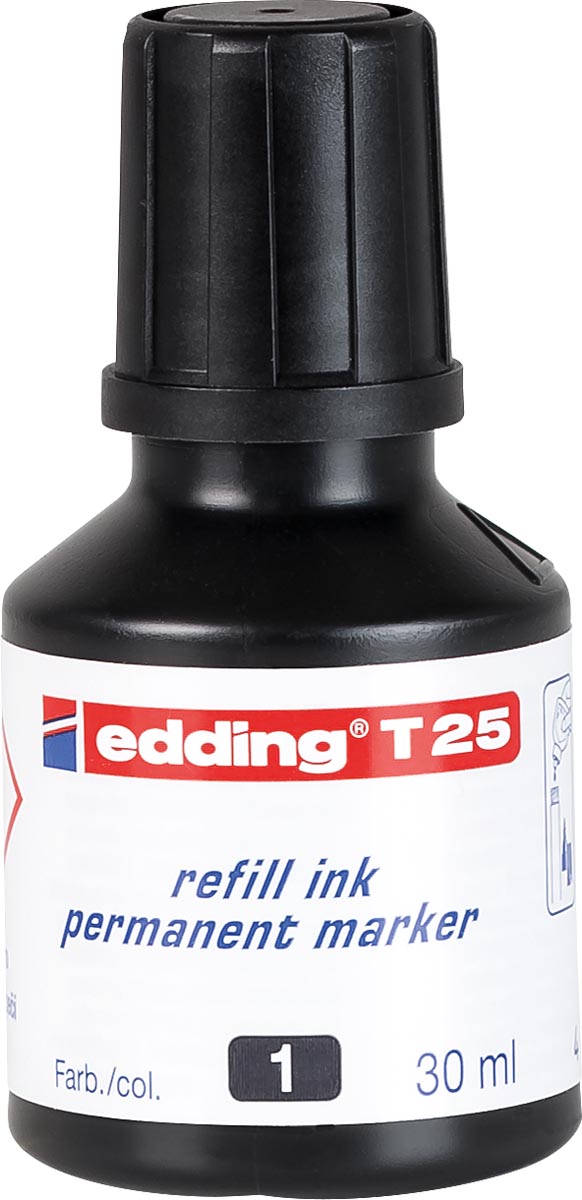 Edding navulinkt voor permanent markers e-T25 zwart, 30 ml