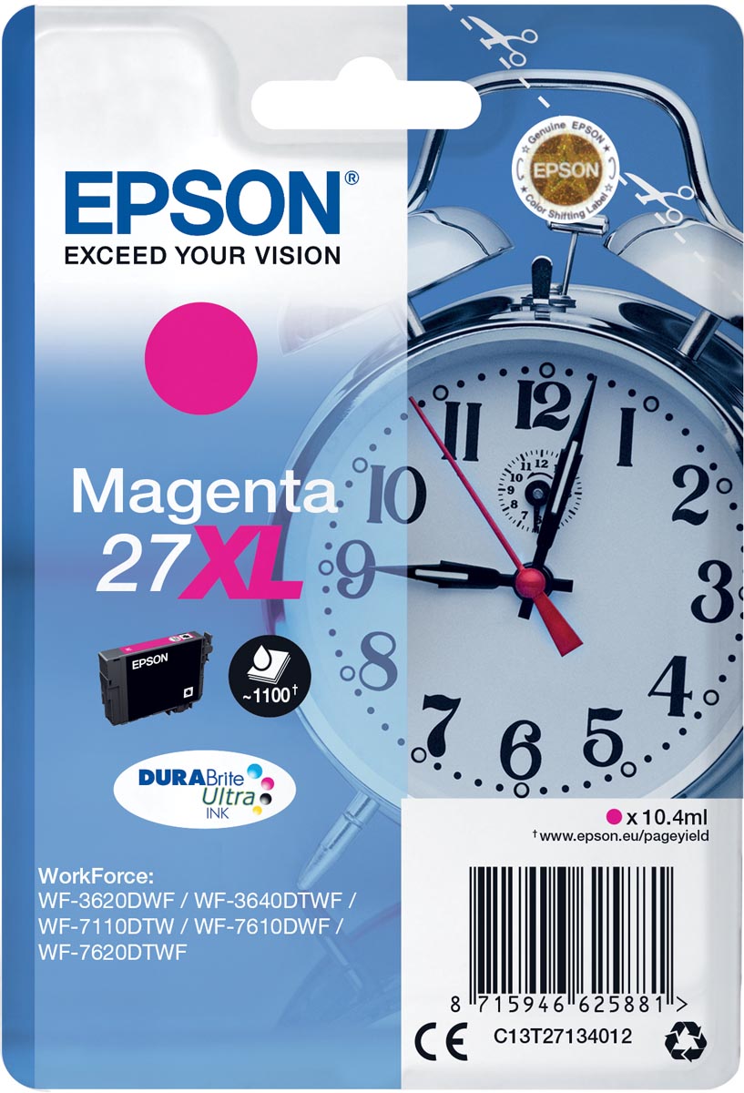 Epson inktcartridge 27XL, 1.100 pagina&apos;s, OEM C13T27134012, magenta afbeelding