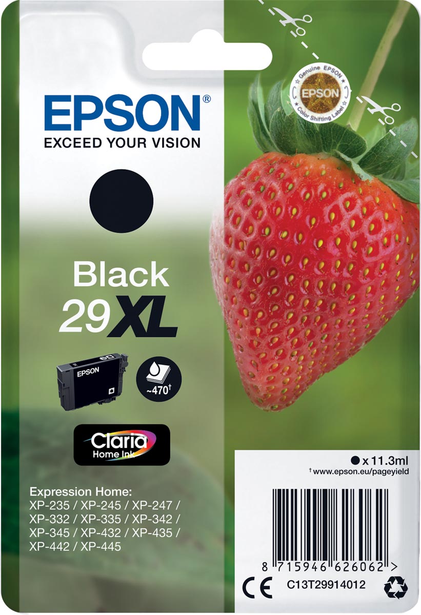 Epson inktcartridge 29XL, 470 pagina&apos;s, OEM C13T29914012, zwart afbeelding