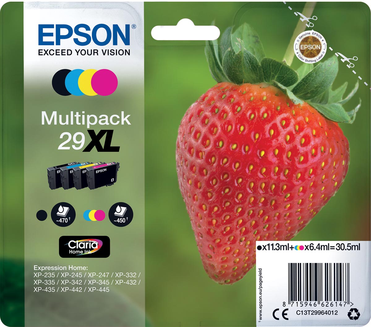 Epson inktcartridge 29XL, 450-470 pagina&apos;s, OEM C13T29964012, 4 kleuren afbeelding