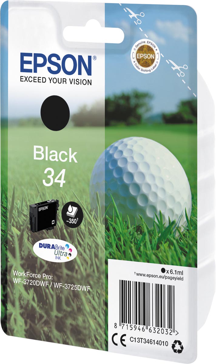 Epson inktcartridge 34, 350 pagina&apos;s, OEM C13T34614010, zwart afbeelding