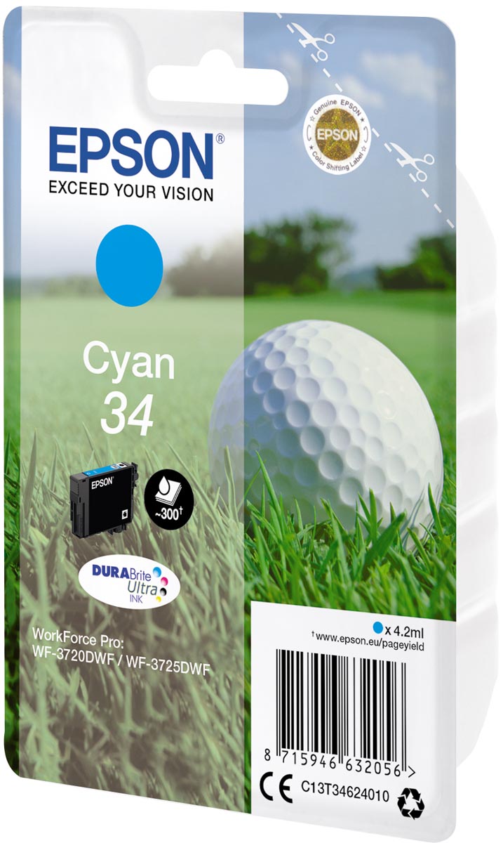 Epson inktcartridge 34, 950 pagina&apos;s, OEM C13T34624010, cyaan