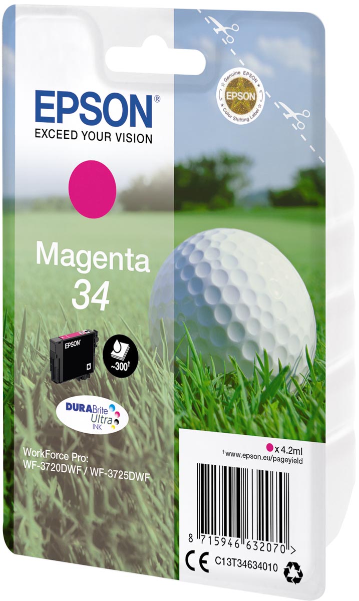 Epson inktcartridge 34, 300 pagina&apos;s, OEM C13T34634010, magenta