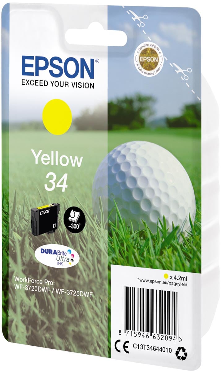 Epson inktcartridge 34, 300 pagina&apos;s, OEM C13T34644010, geel
