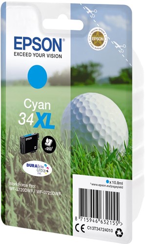 Epson inktcartridge 34XL, 950 pagina's, OEM C13T34724010, cyaan