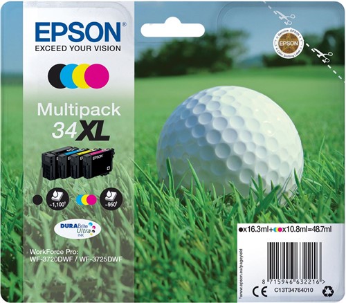 Epson inktcartridge 34XL, 950 pagina's, OEM C13T34764010, 4 kleuren
