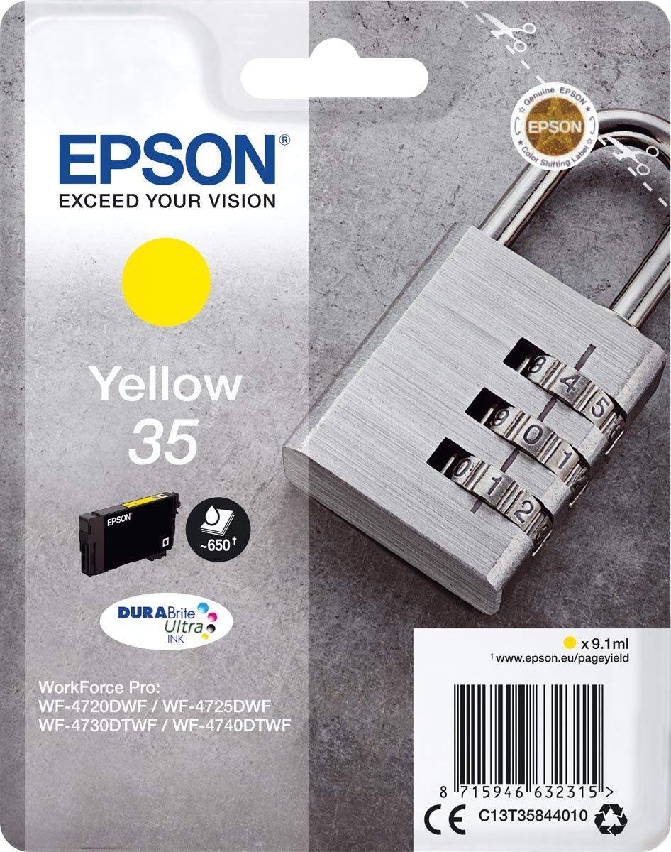 Epson inktcartridge 35, 9,1 ml, OEM C13T35844010, geel