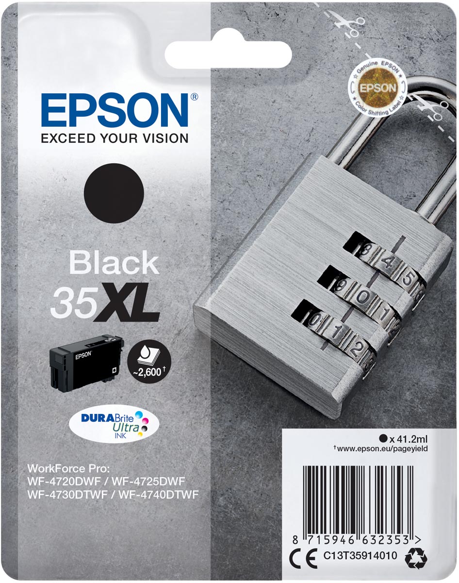 Epson inktcartridge 35 XL, 41,2 ml, OEM C13T35914010, zwart afbeelding
