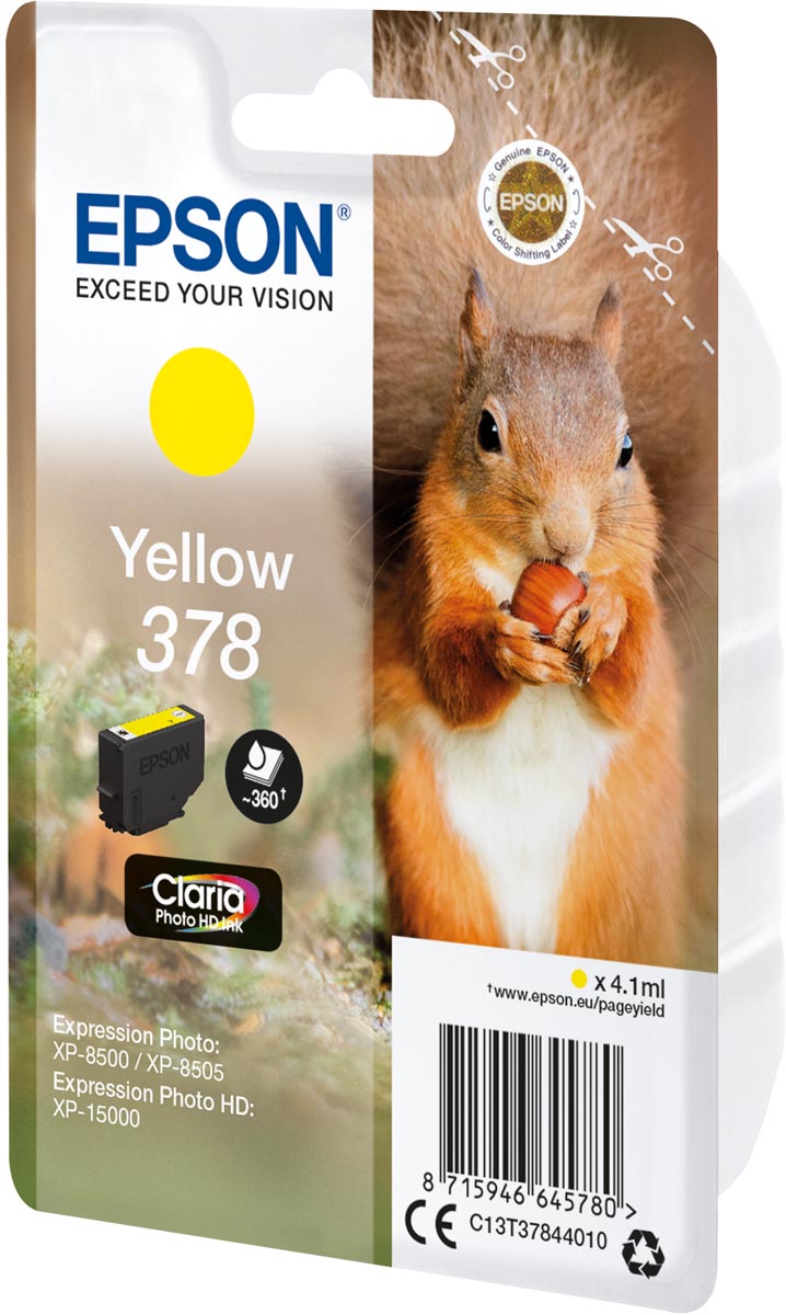 Epson inktcartridge 378, 360 pagina's, OEM C13T37844010, geel Epson inktcartridge 378, 360 pagina's, OEM C13T37844010, geel