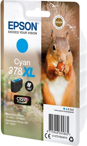 Epson inktcartridge 378 XL, 830 pagina's, OEM C13T37924010, cyaan
