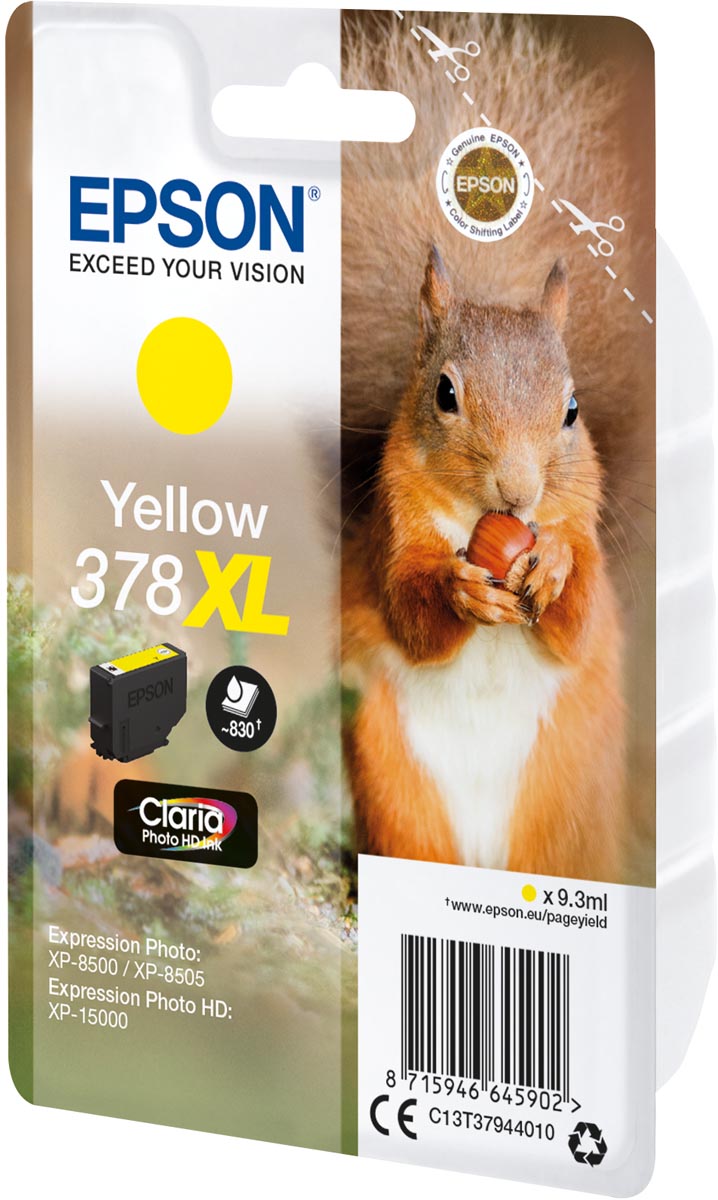 Epson inktcartridge 378 XL, 830 pagina's, OEM C13T37944010, geel Epson inktcartridge 378 XL, 830 pagina's, OEM C13T37944010, geel