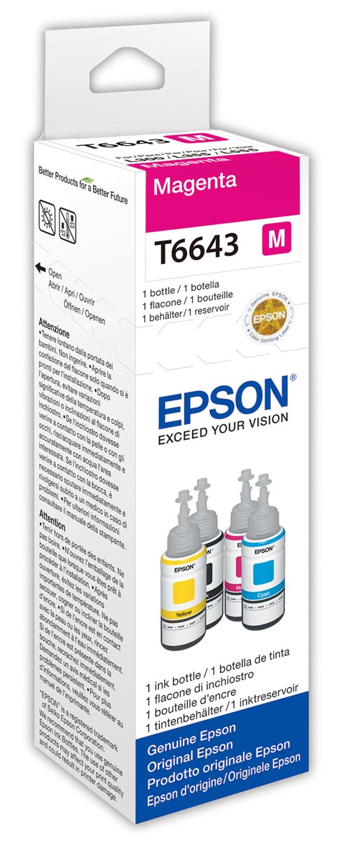 Epson inktfles T664, 7.500 pagina&apos;s, OEM C13T664340, magenta