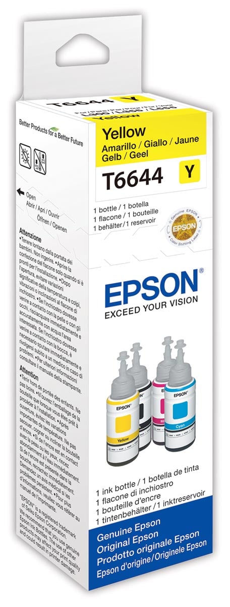 Epson inktfles T664, 7.500 pagina&apos;s, OEM C13T664440, geel