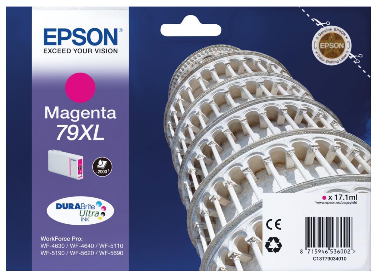 Epson inktcartridge 79XL, 2.000 pagina's, OEM C13T79034010, magenta
