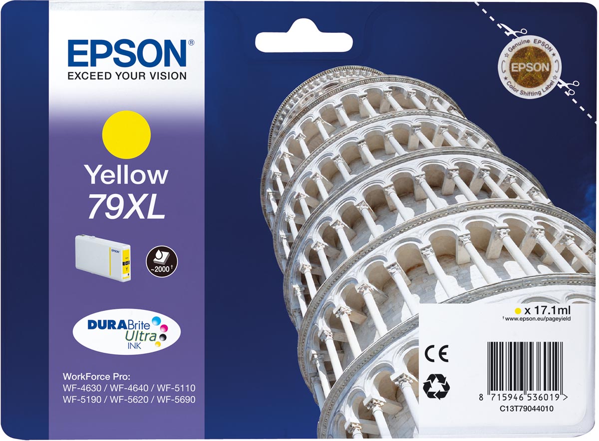 Epson inktcartridge 79XL, 2.000 pagina&apos;s, OEM C13T79044010, geel afbeelding