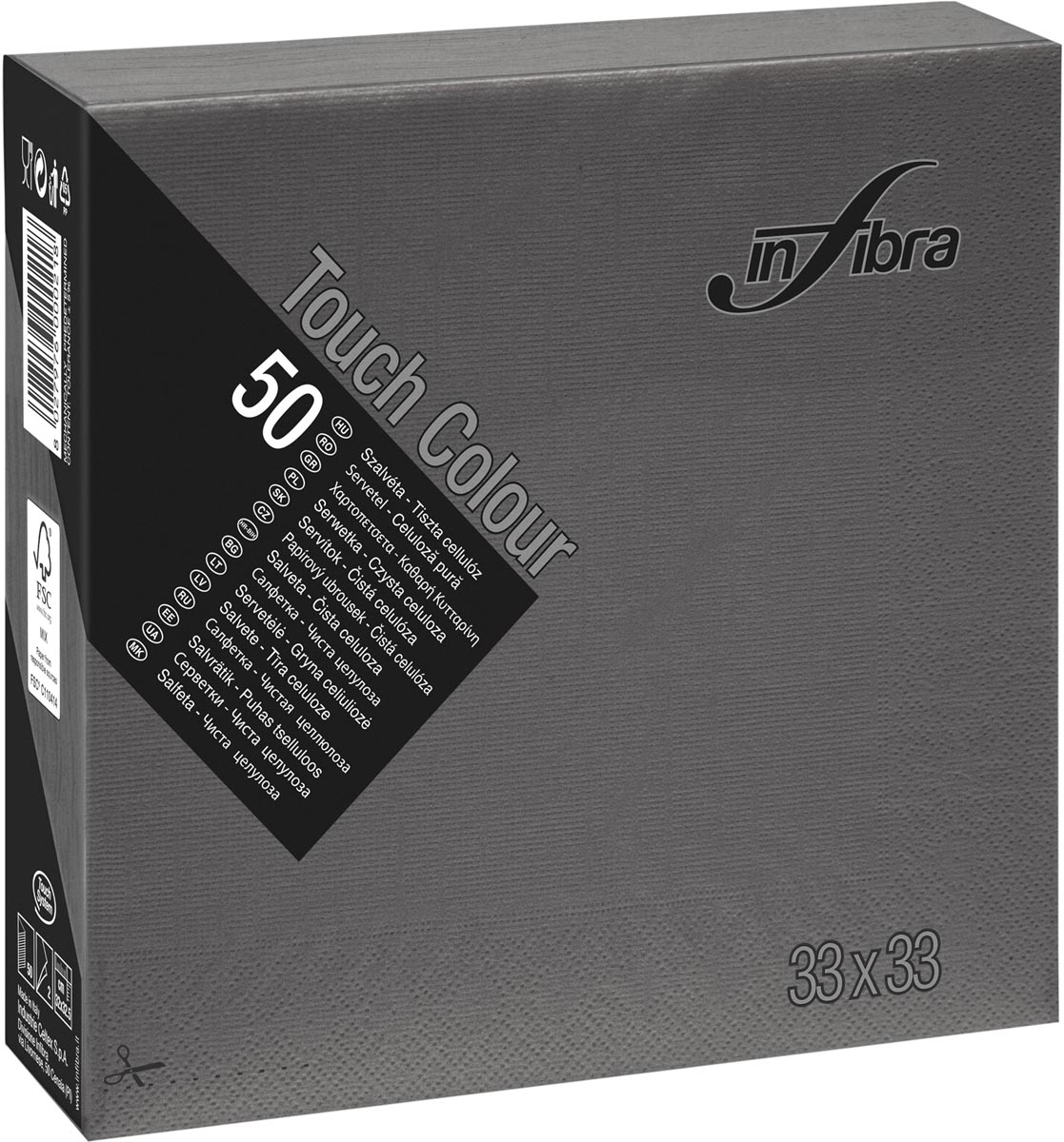 Infibra servetten 2-laags, pak van 50 servetten, zwart