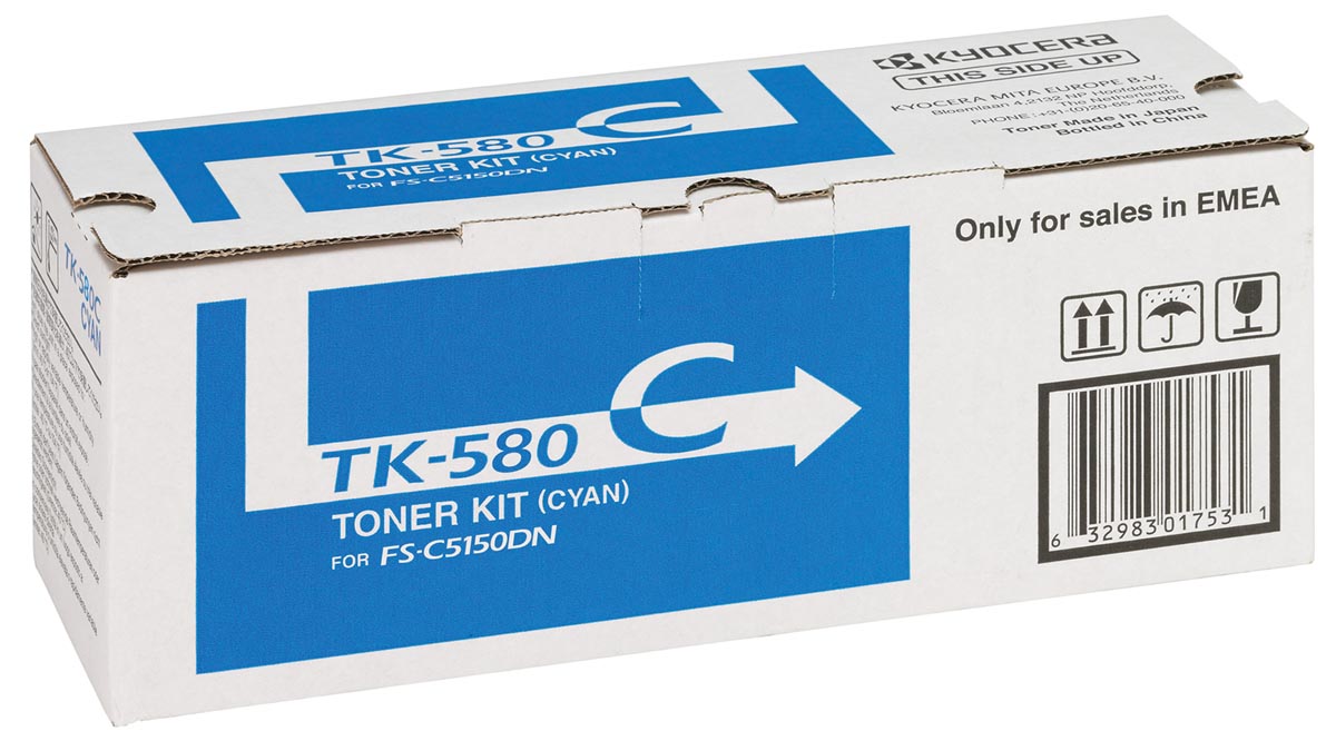 Kyocera Toner cyaan TK580C - 2800 pagina's - 1T02KTCNL0