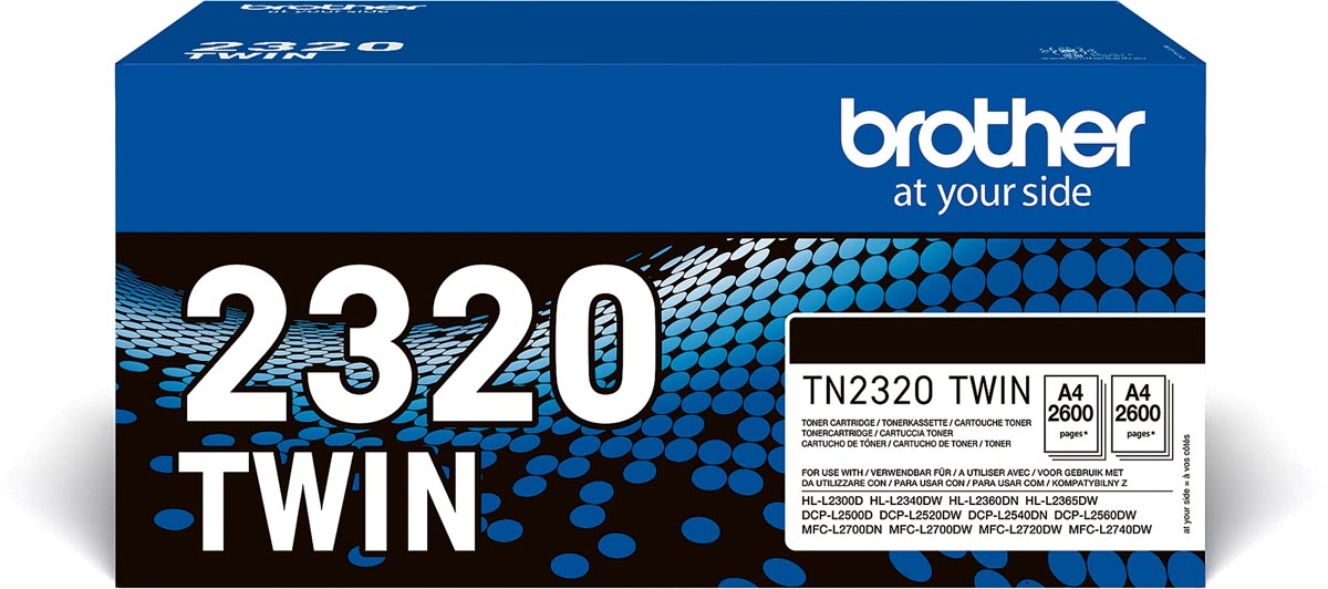 Brother toner, 2.600 pagina's, OEM TN-2320, zwart, pak van 2 stuks