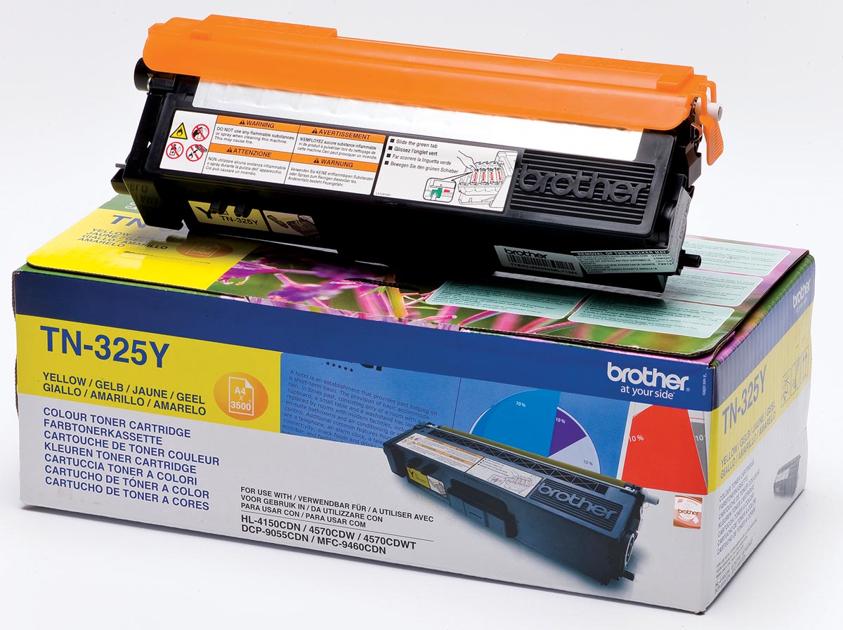 Brother toner, 3.500 pagina's, OEM TN-325Y, geel Brother toner, 3.500 pagina's, OEM TN-325Y, geel