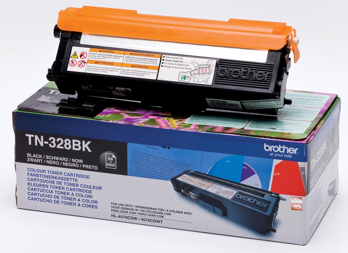 Brother toner, 6.000 pagina&apos;s, OEM TN-328BK, zwart afbeelding