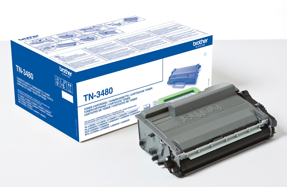 Brother toner, 8.000 pagina's, OEM TN-3480, zwart Brother toner, 8.000 pagina's, OEM TN-3480, zwart