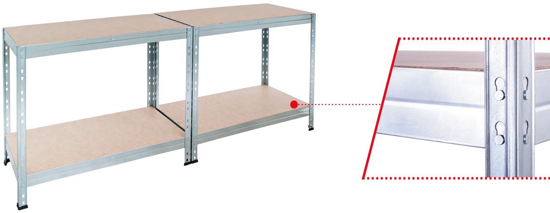 AR Shelving rek Rivet Stabil, ft 180 x 90 x 40 cm, 5 legborden uit HDF, gegalvaniseerd