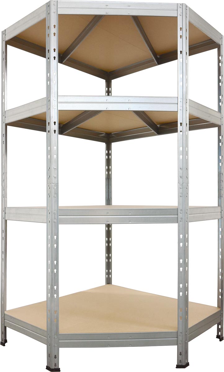 AR Shelving rek Corner Rivet, ft 180 x 90 x 90 x 45 cm, 4 legborden uit HDF, gegalvaniseerd afbeelding
