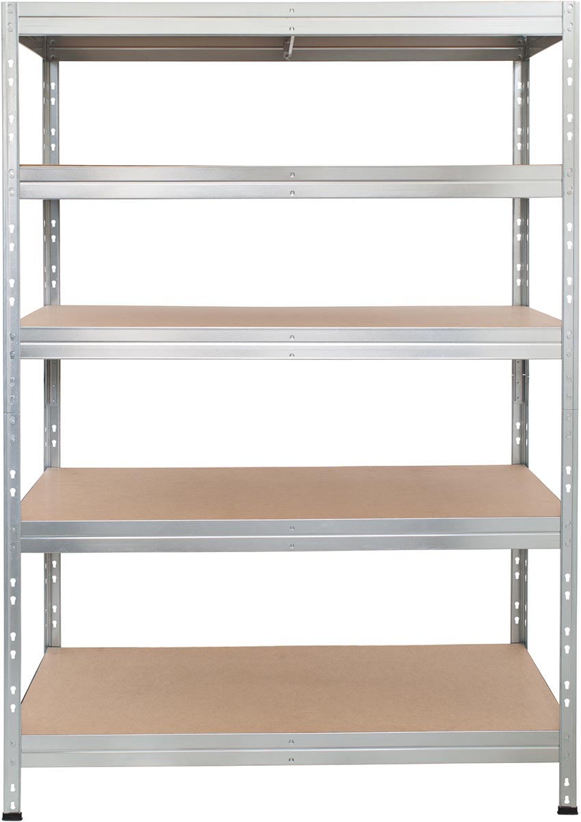 AR Shelving rek Rivet Stabil, ft 180 x 120 x 50 cm, 5 legborden uit HDF, gegalvaniseerd