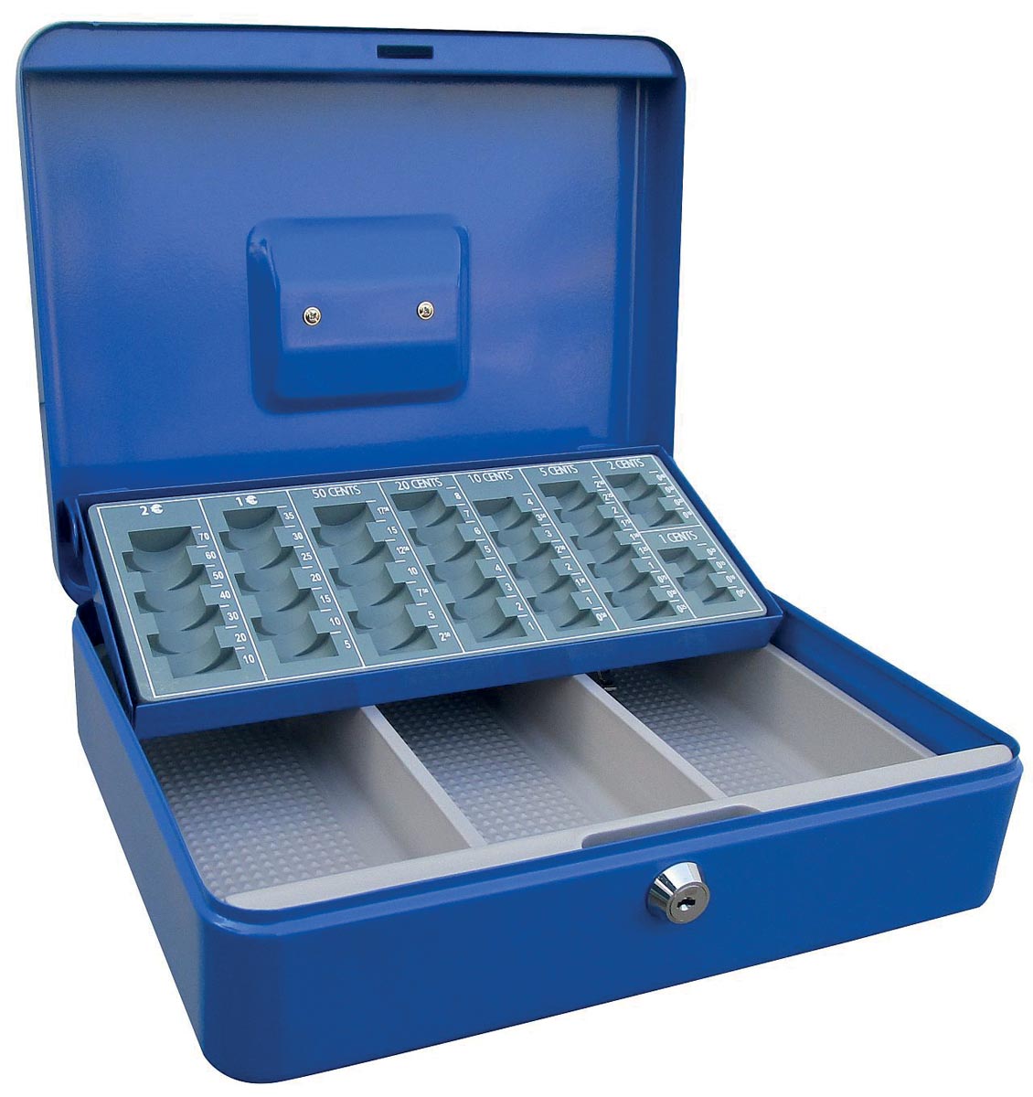 Acropaq geldkoffer met muntsorteerder, ft 30 x 24 x 9 cm, blauw